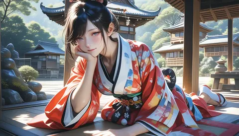 2.5D着物女性イラスト AI Art Preview 100 thumbnail