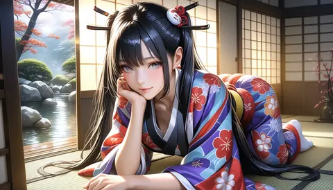 2.5D着物女性イラスト AI Art Preview 130 thumbnail