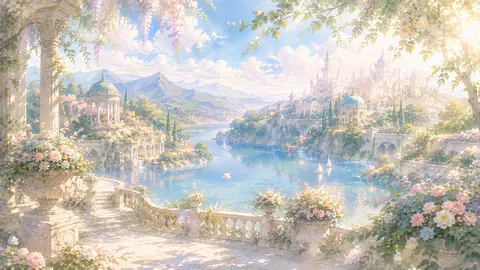 陽光きらめく花咲く幻想庭園都市 thumbnail