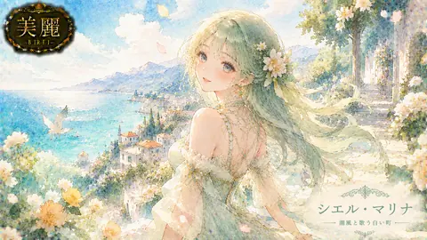 潮風に舞う花々の岬少女 thumbnail