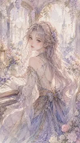 夢幻の花園で振り返る令嬢 thumbnail