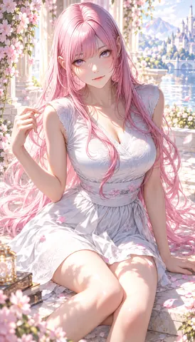 桜舞う水辺の夢見る乙女 thumbnail