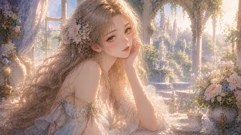 花と光に包まれた令嬢の窓辺 thumbnail