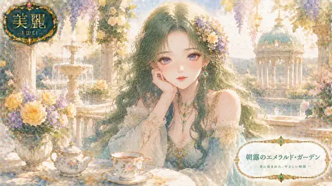 朝露のエメラルドガーデンと優雅なティータイム thumbnail