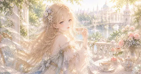 陽光きらめく花園のティータイム thumbnail
