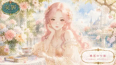 桃花の午後、夢見る庭園ティータイム thumbnail