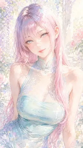 春の花に包まれた水彩の乙女 thumbnail
