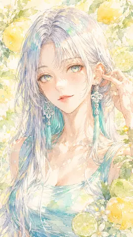 レモンと花に包まれた水彩の少女 thumbnail