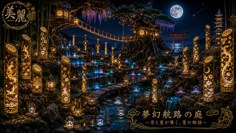 月と星が導く幻想の灯籠庭園 thumbnail