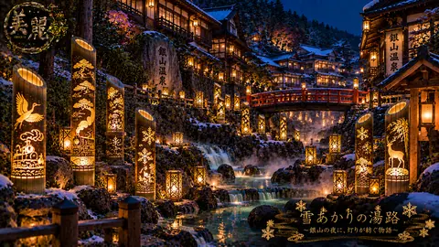 雪灯りが彩る銀山温泉の夜 thumbnail