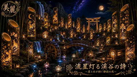 竹灯籠が彩る星降る渓谷 thumbnail
