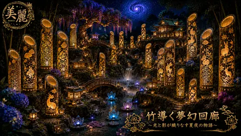 竹灯籠が彩る幻想夜庭園 thumbnail