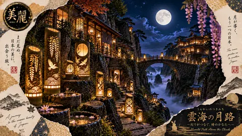 雲海に灯る月夜の日本旅 thumbnail