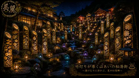 竹灯りが導く幻想の温泉街 thumbnail