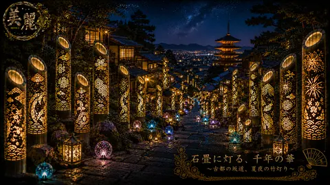 古都の坂道、千年の竹灯り thumbnail