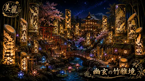 星夜に輝く竹灯籠の幽玄境 thumbnail