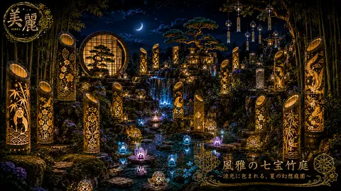 幻想灯籠が彩る竹庭の夜景 thumbnail