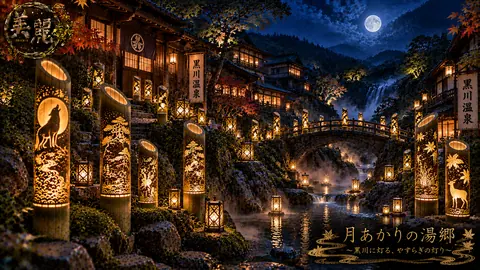 月明かりに包まれる黒川温泉郷 thumbnail