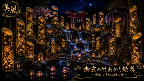 幽玄に輝く竹あかりの夜祭り thumbnail