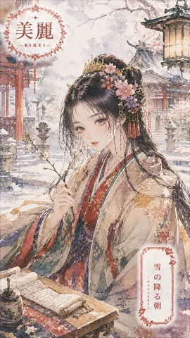 雪降る朝の雅な巫女 thumbnail