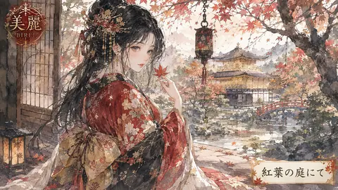 紅葉の庭に佇む美麗な姫 thumbnail