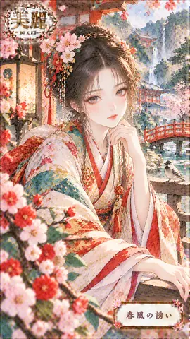 桜舞う寺庭の美麗な姫 thumbnail