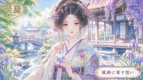 風鈴を抱く美麗な庭園の乙女 thumbnail