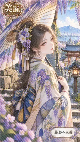 藤影の坂道と花傘の姫 thumbnail