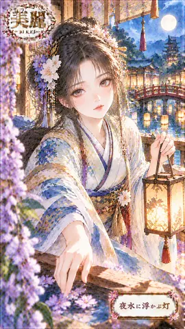 月夜の水辺に咲く灯籠美女 thumbnail