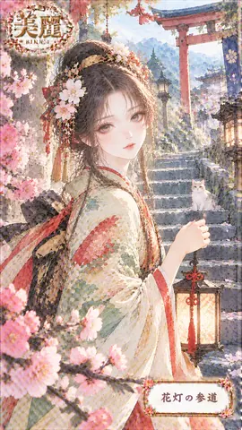 桜舞う花灯の参道 thumbnail
