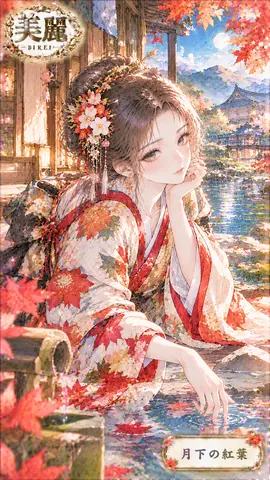 月下の紅葉と水辺の麗人 thumbnail