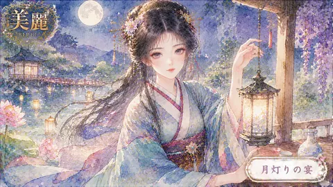 月灯りの蓮池と麗しき姫 thumbnail