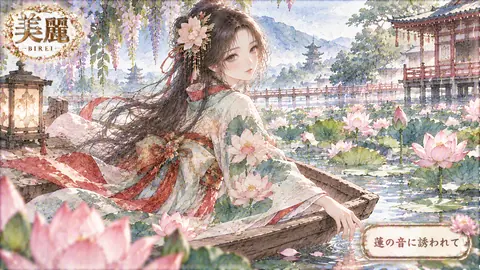 蓮池に揺れる麗しき舟人 thumbnail