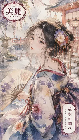 水彩庭園の麗人と流水の調べ thumbnail
