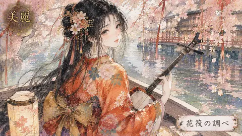 桜舞う川辺の奏者 thumbnail