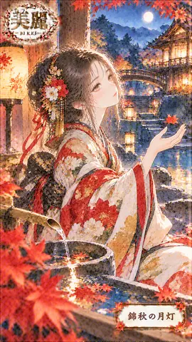 月灯りに舞う錦秋の庭 thumbnail