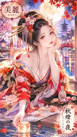 月夜の秋灯と美麗花魁 thumbnail