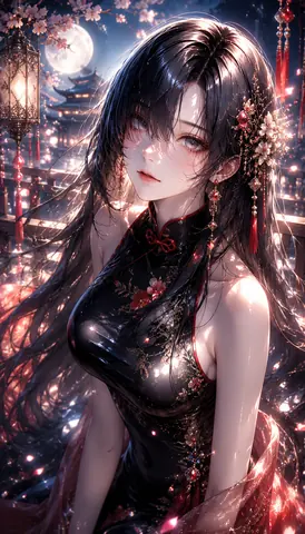 月夜の花飾り華美な幻想美人 thumbnail