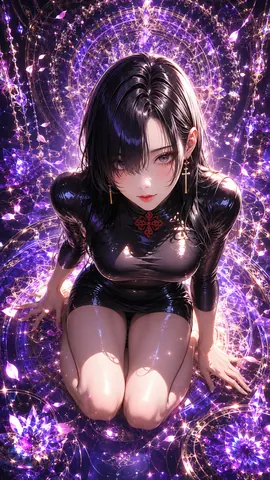 魔法陣に佇む黒衣の魔女 thumbnail