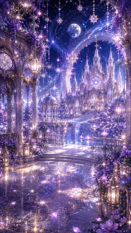 月夜に輝く幻想宮殿の水庭 thumbnail