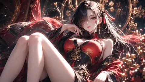 金飾に彩られた紅黒の宮廷令嬢 thumbnail