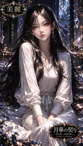 月夜に佇む美麗な夢幻の女性 thumbnail