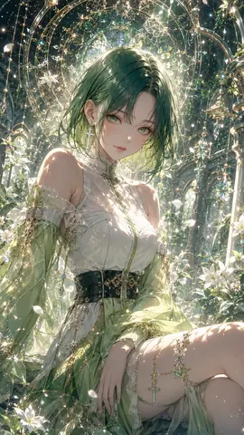 緑と金の聖域に佇む幻想の花嫁 thumbnail