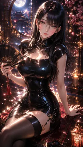 月夜の花見と黒い扇子 thumbnail