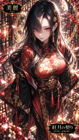紅月の契り、金煌めく幻想美人 thumbnail