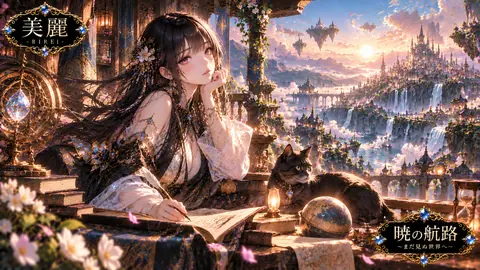 幻想都市を望む魔導書庫の朝焼け thumbnail