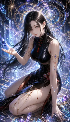輝く魔法陣の黒衣の巫女 thumbnail