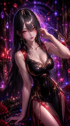 魔法陣に佇む黒衣の薔薇姫 thumbnail
