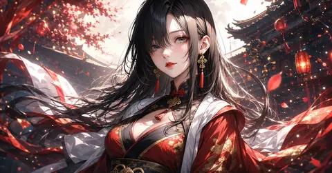 紅蓮宮に舞う花びらと麗人 thumbnail