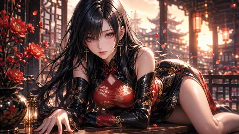 夕暮れの花灯りに佇む麗人 thumbnail